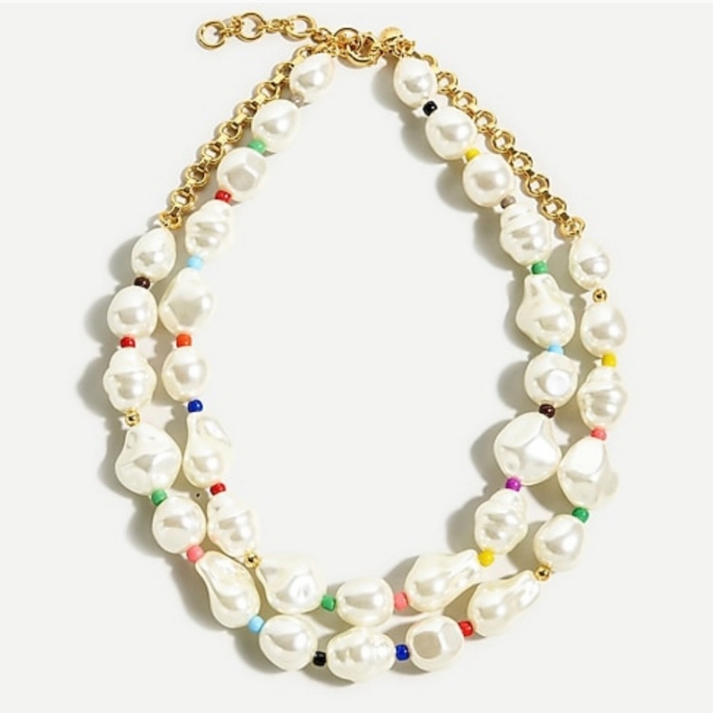 🆕 J. Crew Rainbow Pop Pearl Layered Necklace